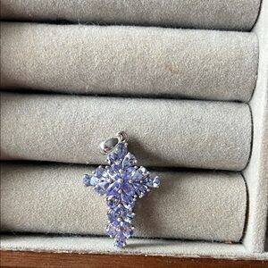 Elegant Silver and Purple Cross Pendant